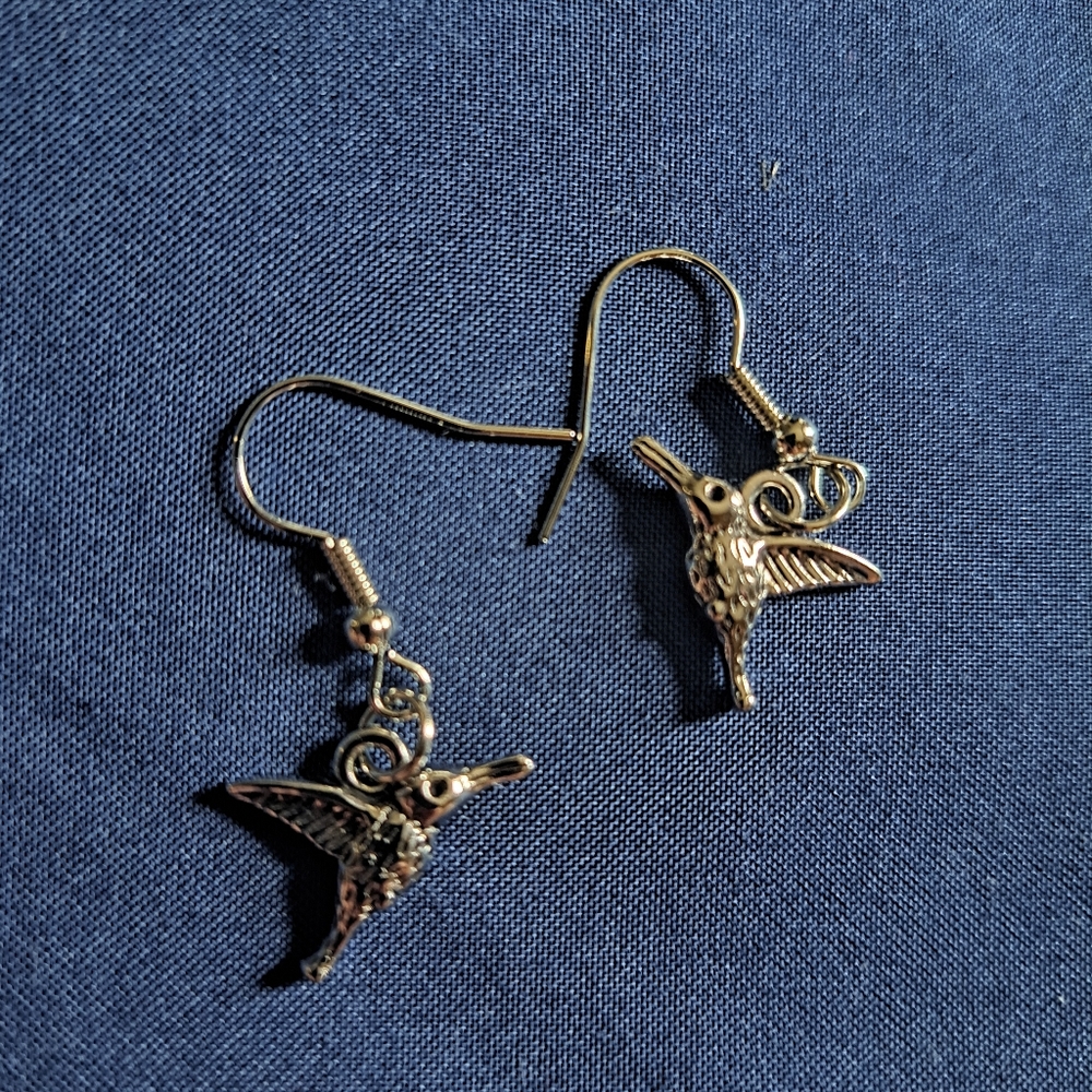 Silver Hummingbird Earrings - Picture 3 of 8